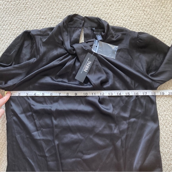 NEW White House Black Market Long Sleeve Twist Neck Satin Blouse Size 4 NWT - Picture 10 of 15